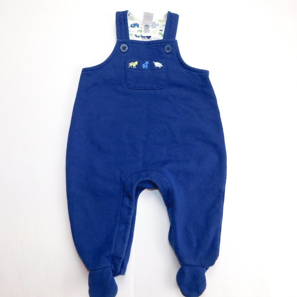 GAP Baby Newborn Boys Farm Animal Blue Overall Footie One Piece